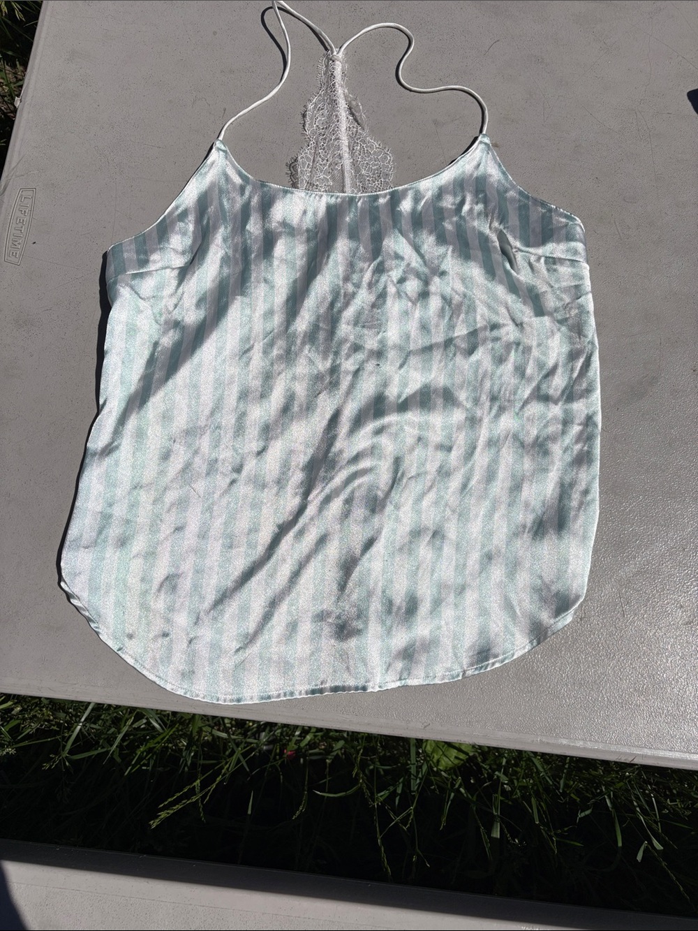 Victoria's Secret Mint and White Striped Lace-Back Cami